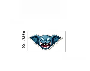 Glow-in-the-dark blue monster wall sticker dimensions shown as 20cm by 10cm