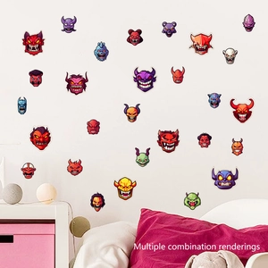 Luminous Halloween cartoon monster wall stickers showing multiple combinations for decor
