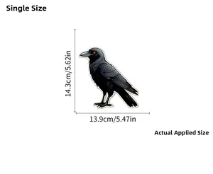 Size dimensions and measurement guide for the Halloween raven glow sticker