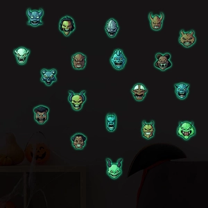 Halloween Glow In The Dark Monster Wall Stickers PVC Fluorescent Demon Luminous Decals For Kids Room Home Party Decoration