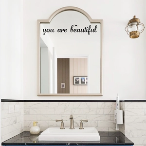 Kreativer schwarzer Wandaufkleber You Are Beautiful für Badezimmer Spiegel Dekoration