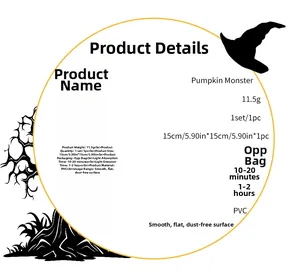 Detailed specifications of the Pumpkin Monster PVC Halloween glow sticker and size info