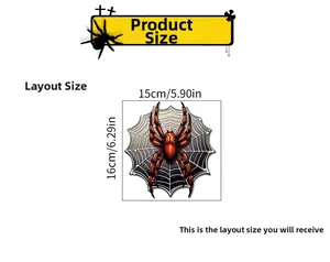 Detailed sizing layout for the luminous Halloween spider wall sticker 15x16cm