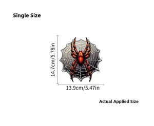 Detailed view of luminous spider wall sticker with dimensions 13.9cm by 14.7cm
