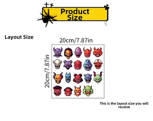 Luminous Halloween wall stickers for kids room with 20cm size chart and layout details