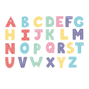 Autocollants muraux 26 lettres anglaises lumineuses aux motifs de macarons colorés