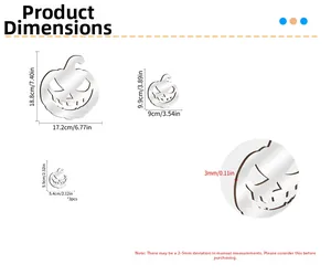 Size chart for 3D pumpkin wall stickers showing dimensions for large, medium and small sets