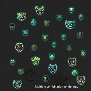 Luminous Halloween cartoon monster stickers glowing in the dark for room wall decor