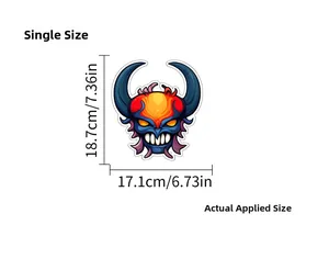 Luminous Halloween monster mask sticker with precise size dimensions for wall decoration