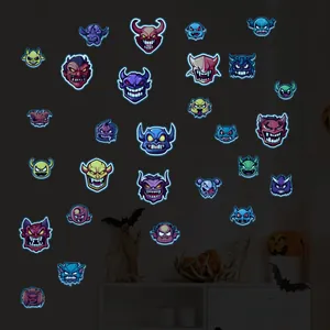 Luminous Halloween monster wall stickers glowing in the dark for festive room decoration