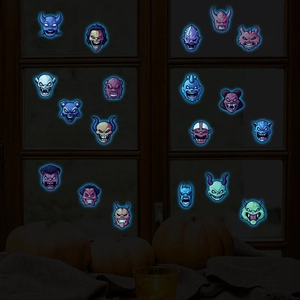 Glow in the dark Halloween monster wall stickers with colorful luminous cartoon designs