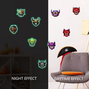 Luminous Halloween cartoon monster wall stickers showing day and night glow effects