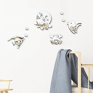 Stickers muraux miroir océan avec pieuvre et poissons pour décoration de chambre d'enfant