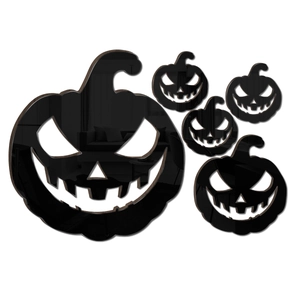 Set of 5 3D acrylic pumpkin wall stickers with black mirror surface for Halloween decor