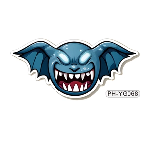 Luminous blue monster wall sticker with bat wings for Halloween party decoration