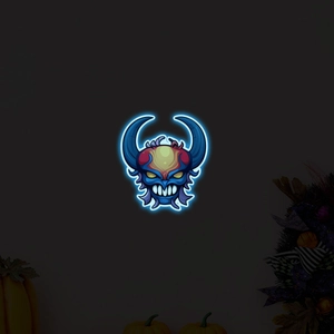 Luminous blue devil ghost sticker glowing in the dark for Halloween wall decoration
