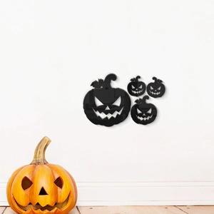 Set of 4 black acrylic 3D pumpkin wall stickers for Halloween festive home decoration