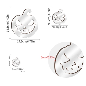 Halloween 3D pumpkin wall stickers in various sizes with mirrored acrylic finish
