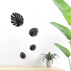 3D acrylic monstera leaf wall stickers set of four pieces for home bedroom decor