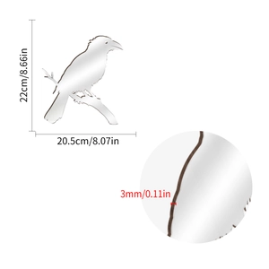 3D white crow silhouette wall decor made of acrylic on a tree branch, 22x20.5cm size
