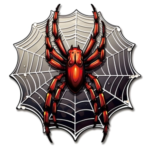 Glow-in-the-dark spider wall sticker with red metallic texture on white spider web