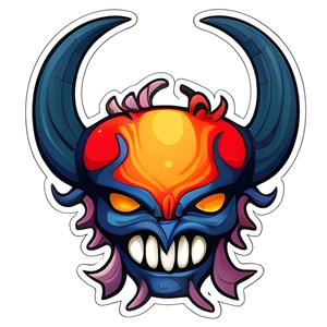 Luminous Halloween monster wall sticker with devil horns and glowing eyes for room decor