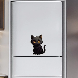 Cartoon Schwarze Katze Wandaufkleber PVC Dekorative Kühlschrank Aufkleber Für Laptop Wohnzimmer Halloween Party Heimtextilien