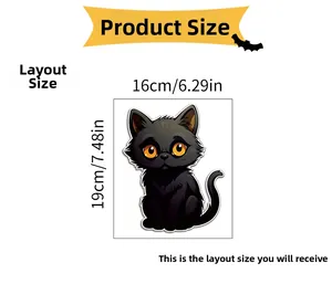 Cartoon Wandsticker schwarze Katze mit Maßen 19cm x 16cm für die Dekoration