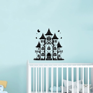 Halloween Gothic Castle Silhouette Wall Sticker PVC Waterproof Self Adhesive Decal For Living Room Bedroom Home Decor