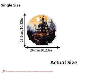 Sticker mural Halloween château hanté gothique dimensions 26cm x 27.5cm décor fête