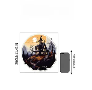 Comparaison de taille entre l'autocollant Halloween de 29cm et un téléphone portable