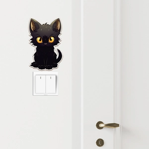 Autocollant mural chat noir mignon pour interrupteur et décoration intérieure