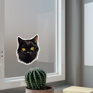 Black cat head wall sticker with yellow eyes for home and car window decoration