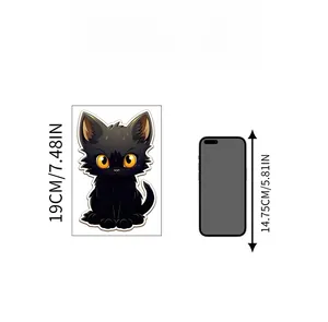 Dimensions détaillées du sticker chat noir de 19 cm pour décoration murale