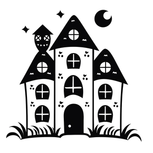 Halloween castle wall decal with ghosts and moon silhouette for spooky window decoration