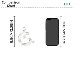 Size comparison between 3D acrylic disabled access sign and a smartphone device