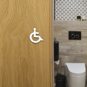 Modern 3D Mirror Acrylic Handicap Accessibility Sign Wheelchair Symbol Wall Sticker Waterproof Self Adhesive Bathroom Sign