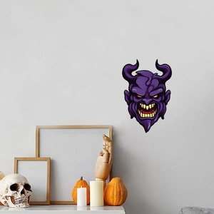 Purple cartoon devil wall sticker for Halloween indoor home decoration and party layout