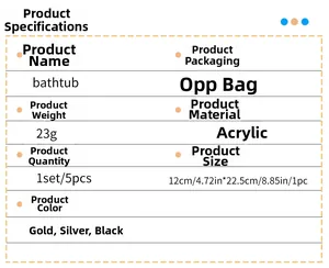 Detailed chart showing specifications for bathtub-shaped acrylic mirror wall decals