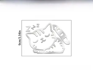 Tableau des tailles détaillé pour sticker mural chat miroir argenté en centimètres et pouces