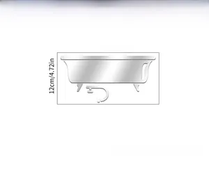 Detailed dimension guide for bathtub-shaped acrylic mirror wall stickers, 22.5x12cm size