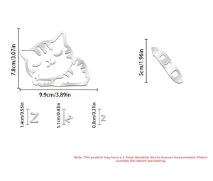Dimensions détaillées des autocollants de chat pour interrupteur avec mesures en cm et pouces