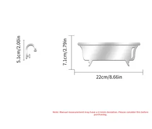 Detailed dimension guide for bathtub and faucet acrylic mirror wall stickers