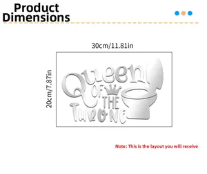 Size chart showing 30x20cm dimensions for the mirror acrylic bathroom wall sticker