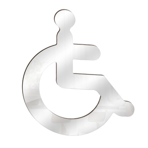 Modern 3D wheelchair disability sign mirror sticker with clear reflective surface