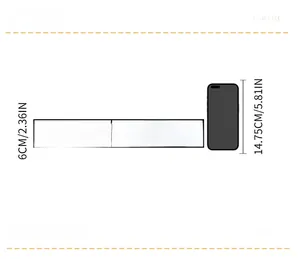 Size comparison of silver Never Give Up mirror wall sticker with 6cm height dimension