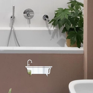 Acrylic Mirror Bathtub Wall Sticker Modern Waterproof DIY Self Adhesive Bathroom Decoration Mirror Decal For Home Wall Decor