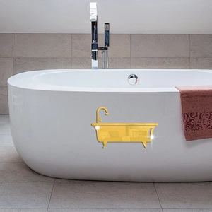 Creative golden mirror acrylic bathtub wall sticker for elegant bathroom decoration