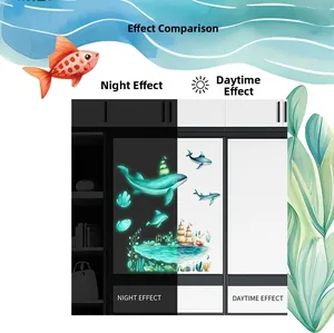 Glow-in-the-dark ocean stickers showing day and night contrast with whales and dolphins