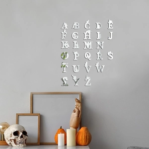 Mirror acrylic alphabet wall stickers with cat silhouettes for home decor decoration